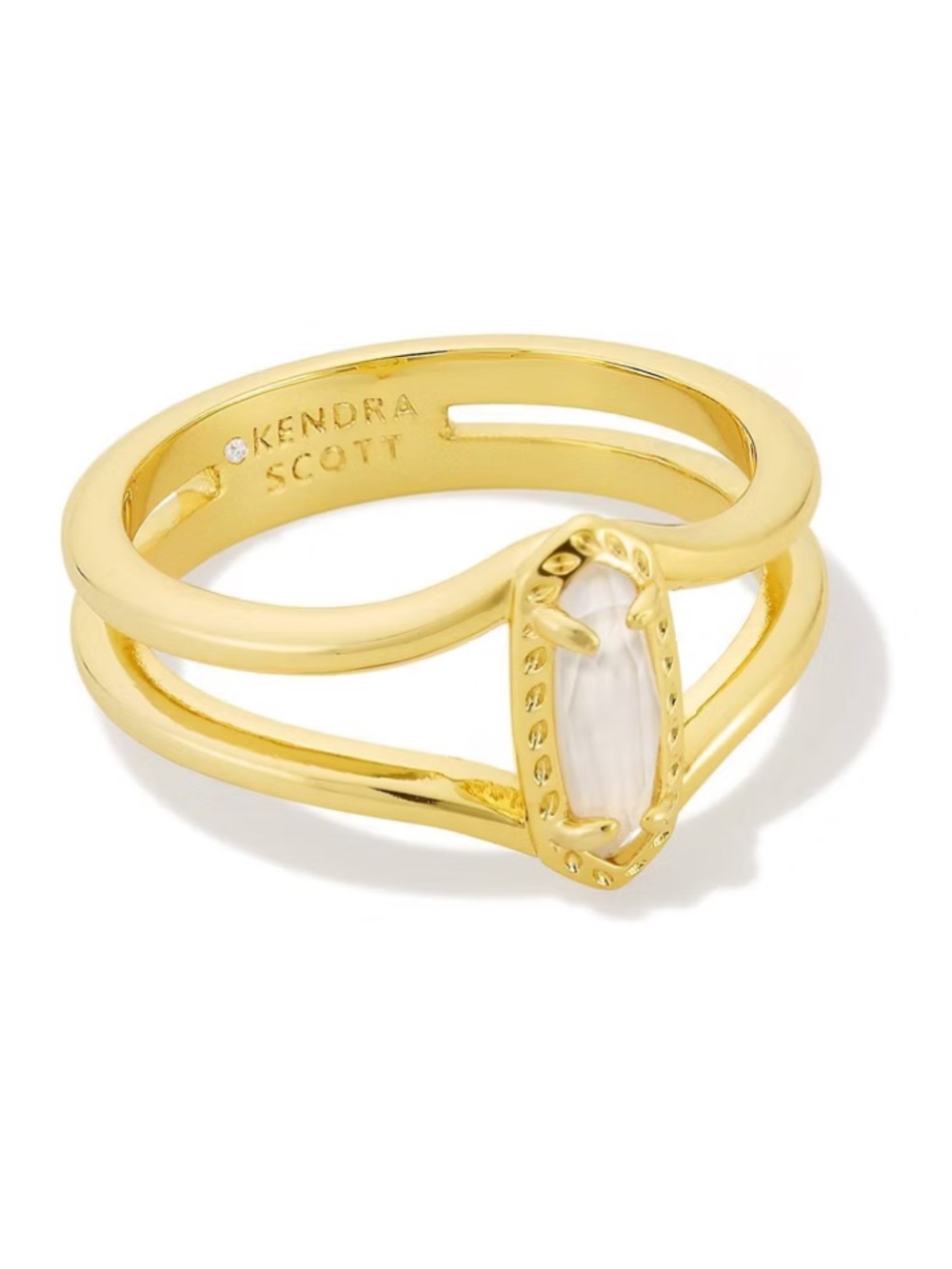 Kendra Scott Emma Double Band Ring - Ivory/Gold Size 8 NWT